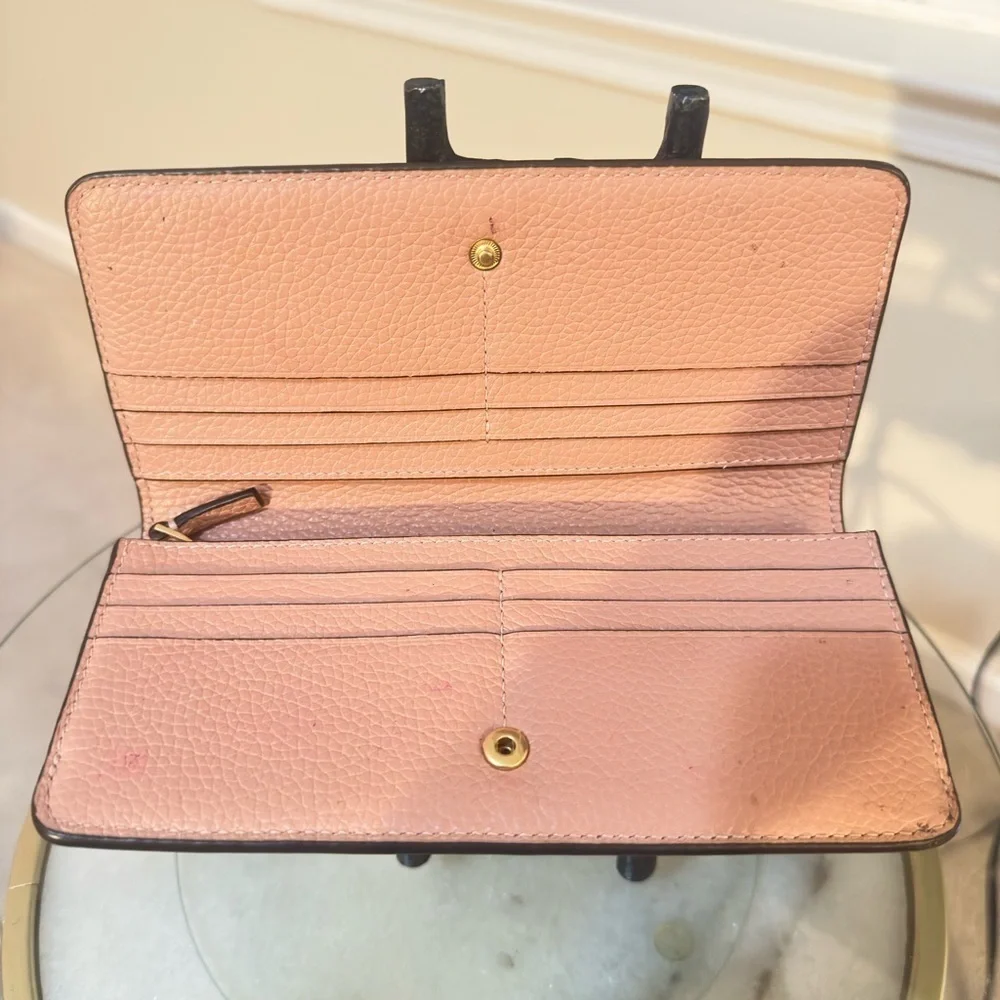 Tory Burch Robinson Snap Continental Wallet – Yellow & Blush Pebbled Leather